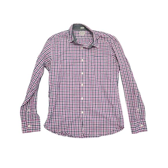 J. Crew Men's purple gingham button up slim fit size L* office  professional - Picture 2 of 10